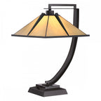 QZ-POMEROY-TL Pomeroy 1 Light Table Lamp Western Bronze with Art Glass Shade