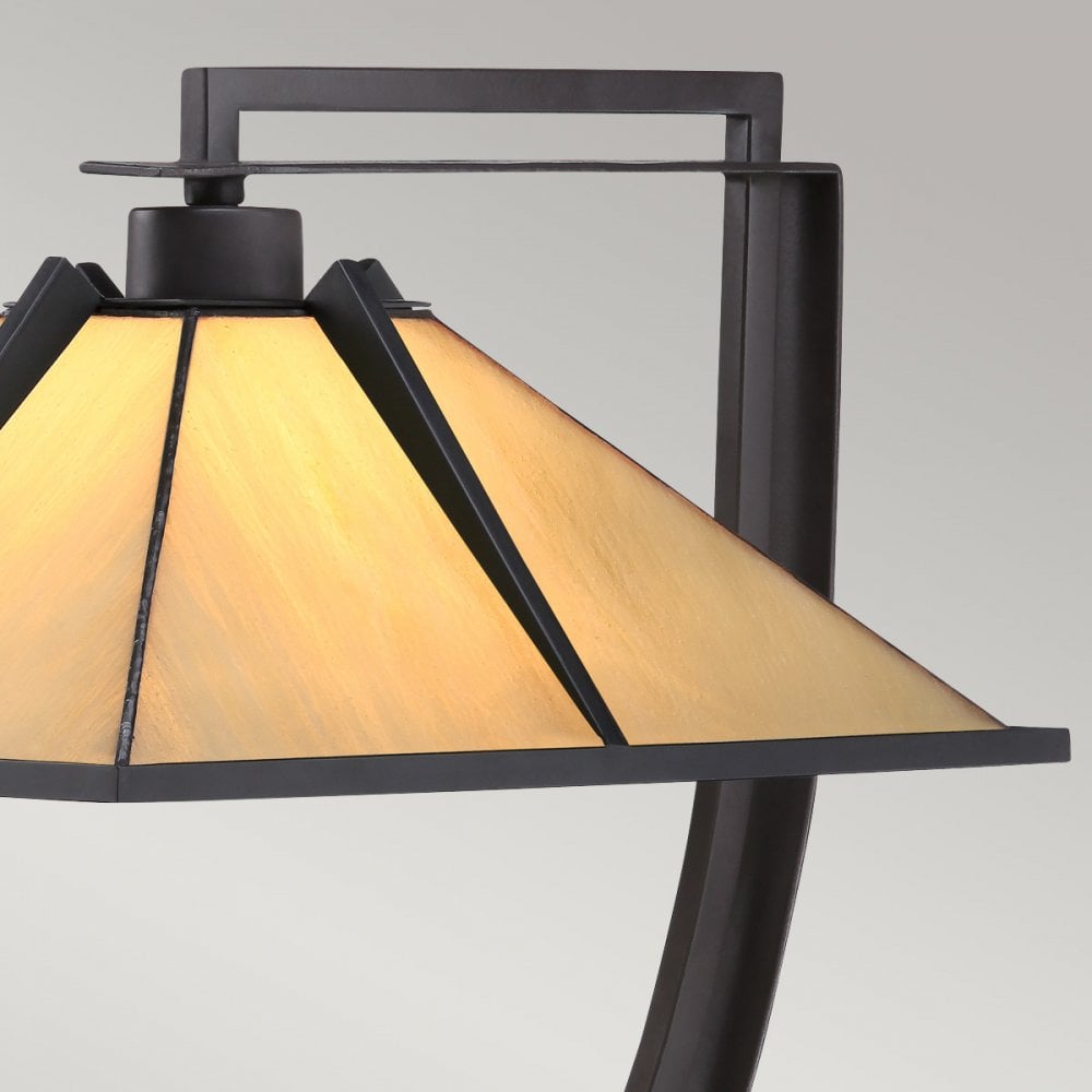 QZ-POMEROY-TL Pomeroy 1 Light Table Lamp Western Bronze with Art Glass Shade