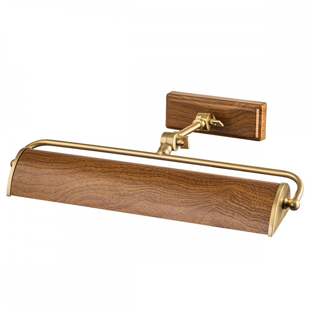 WINCHFIELD-PLM-AB-OAK Winchfield 2 Light Medium Picture Light Aged Brass & Oak Effect
