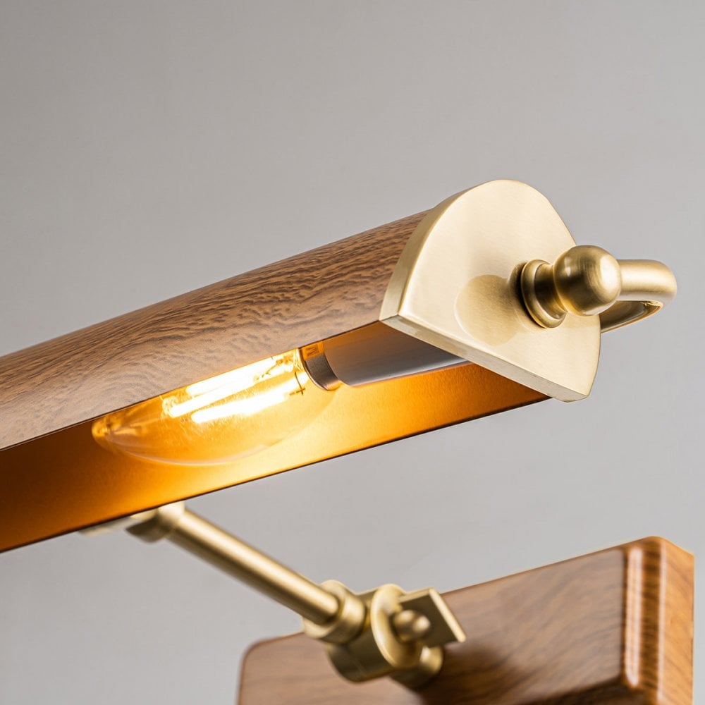 WINCHFIELD-PLM-AB-OAK Winchfield 2 Light Medium Picture Light Aged Brass & Oak Effect