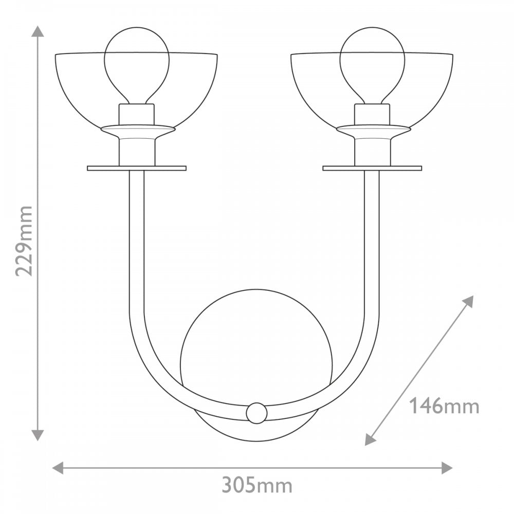 ALM-SYLVIA-2WB-BG-CL Sylvia 2 Light Wall Light Brushed Gold