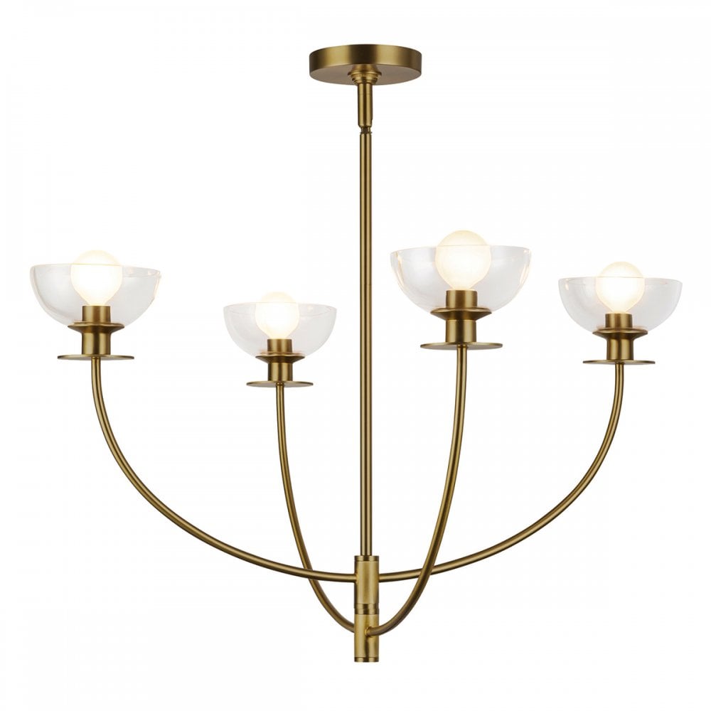 ALM-SYLVIA4-BG-CL Sylvia 4 Light Chandelier Brushed Gold