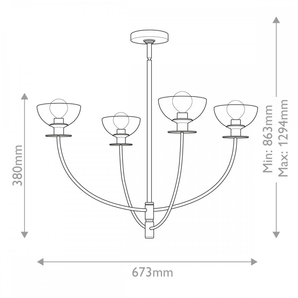 ALM-SYLVIA4-BG-CL Sylvia 4 Light Chandelier Brushed Gold