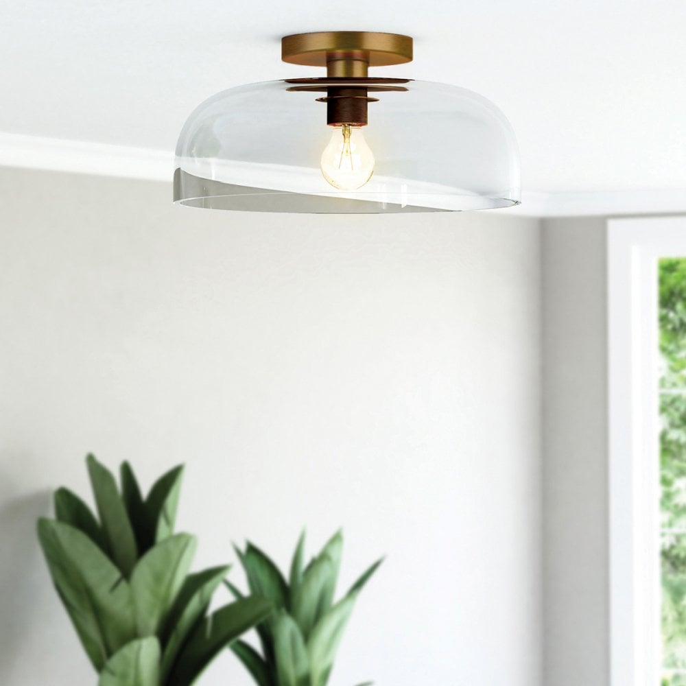 ALM-SYLVIA-SF-BG-CL Sylvia 1 Light Semi-Flush Brushed Gold