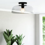 ALM-SYLVIA-SF-BK-CL Sylvia 1 Light Semi-Flush Matte Black