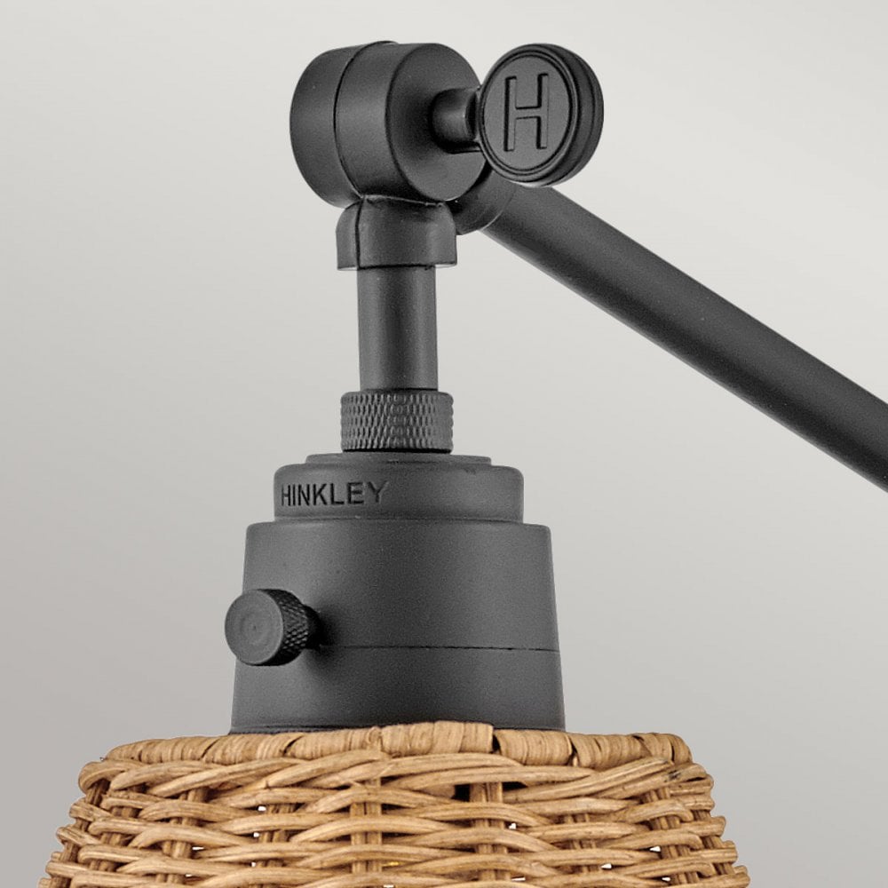 HK-ARTI-1W-BK-NR Arti 1 Light Wall Light Black, Natural Rattan Shade