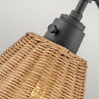 HK-ARTI-1W-BK-NR Arti 1 Light Wall Light Black, Natural Rattan Shade (S)
