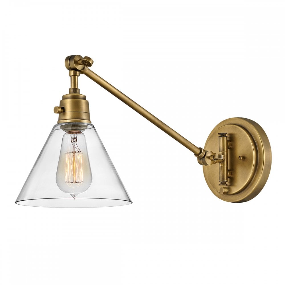 HK-ARTI-1W-HB-CG Arti 1 Light Wall Light Heritage Brass, Clear Glass Shade
