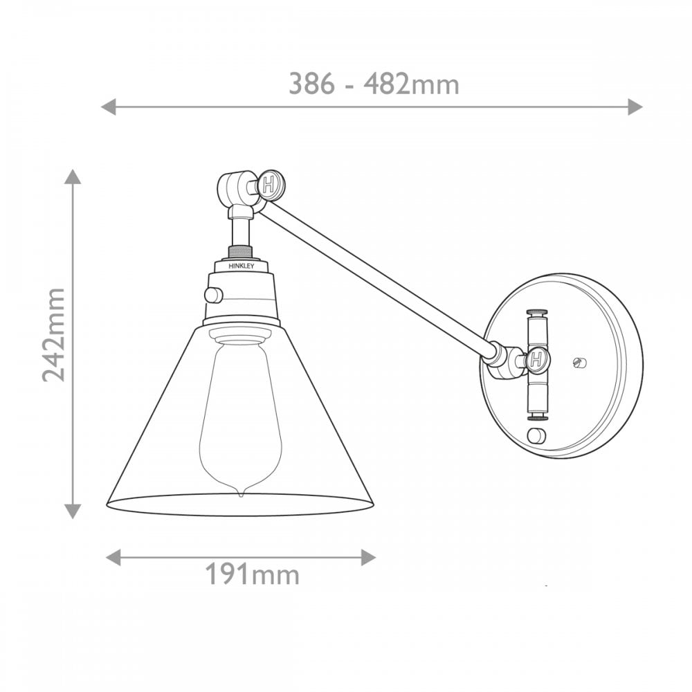HK-ARTI-1W-HB-CG Arti 1 Light Wall Light Heritage Brass, Clear Glass Shade