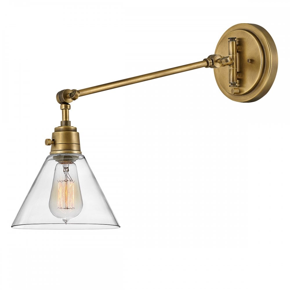 HK-ARTI-1W-HB-CG Arti 1 Light Wall Light Heritage Brass, Clear Glass Shade
