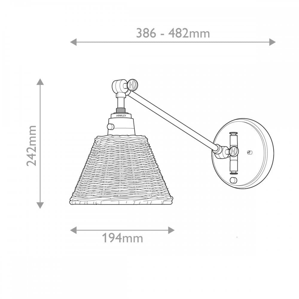 HK-ARTI-1W-HB-NR Arti 1 Light Wall Light Heritage Brass, Natural Rattan Shade