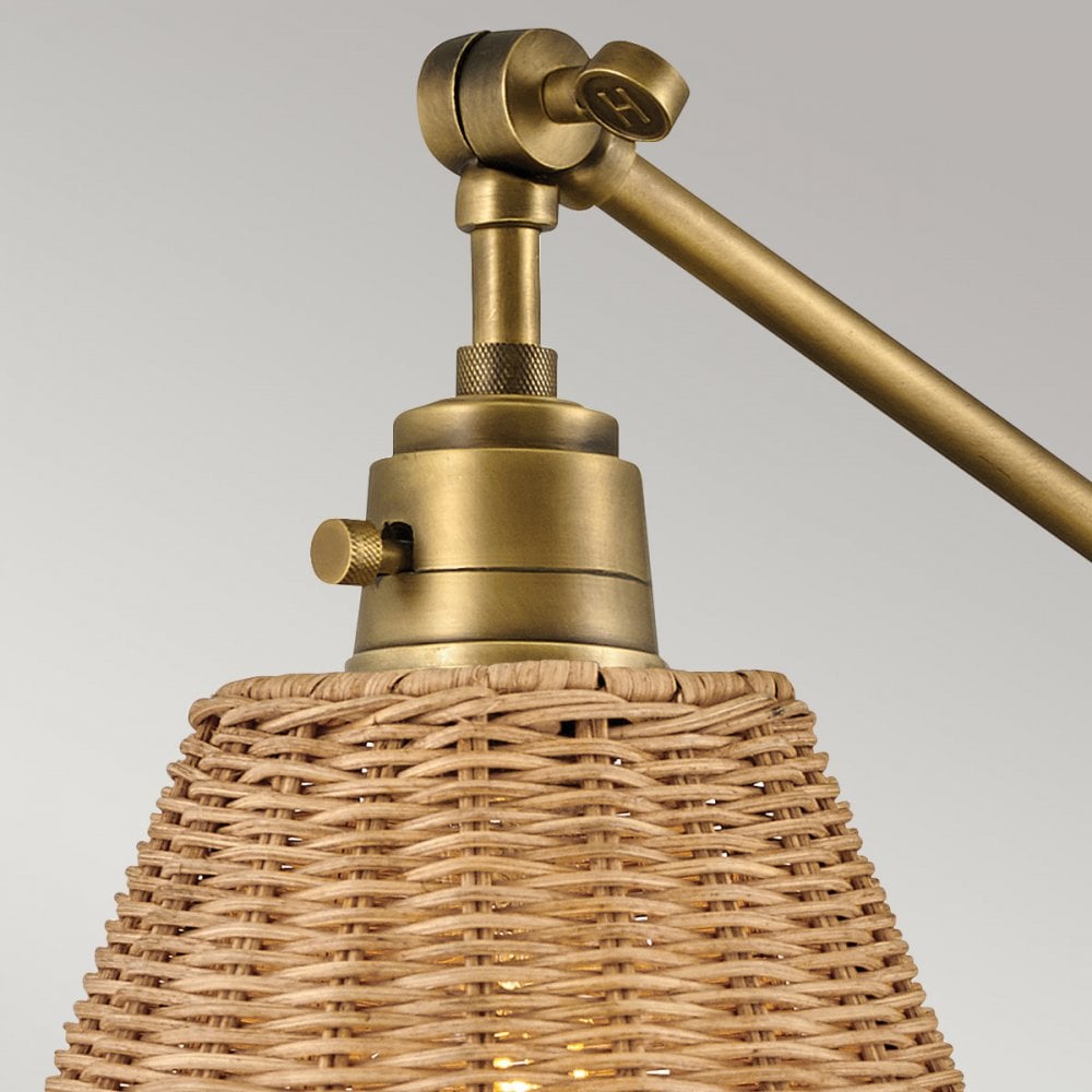 HK-ARTI-1W-HB-NR Arti 1 Light Wall Light Heritage Brass, Natural Rattan Shade