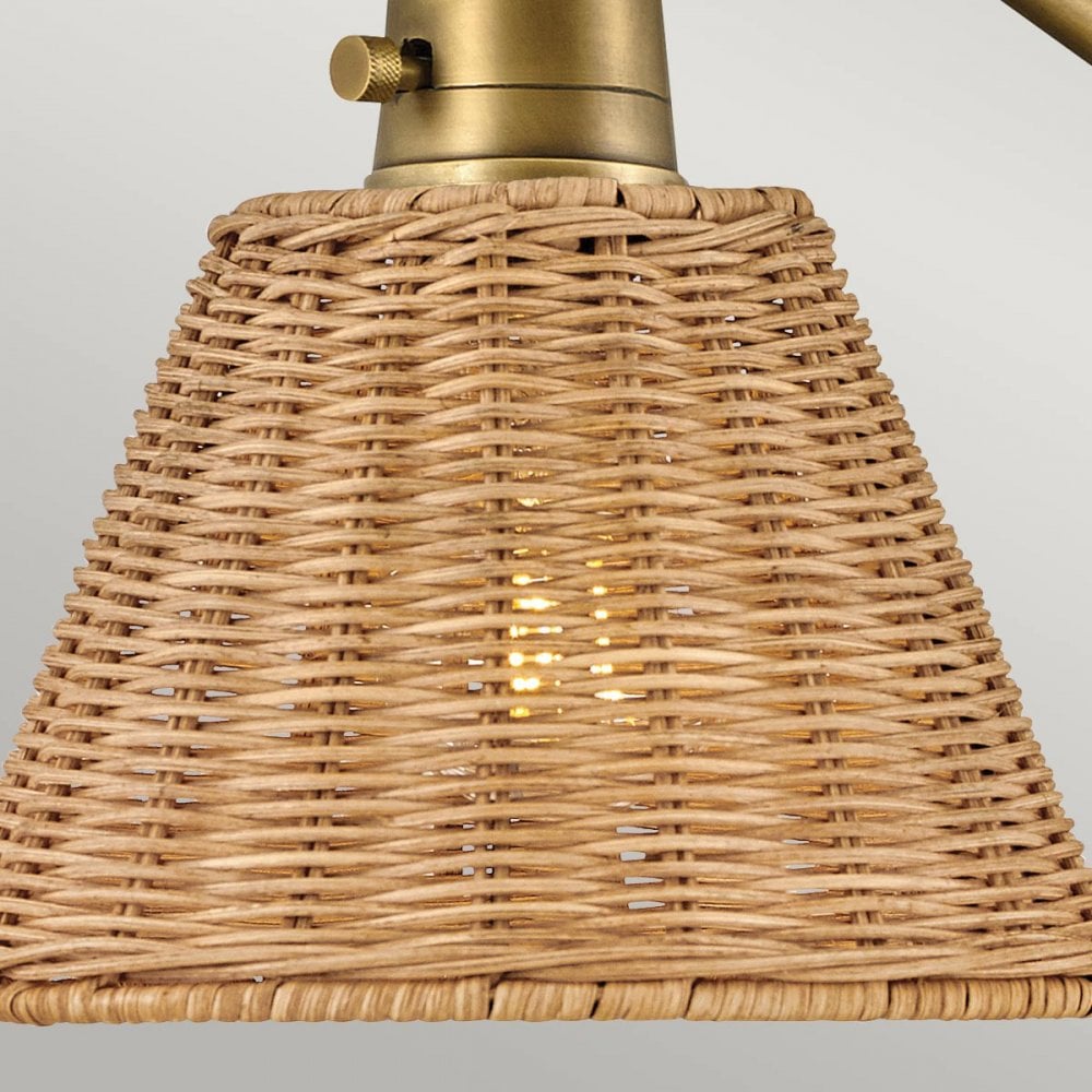 HK-ARTI-1W-HB-NR Arti 1 Light Wall Light Heritage Brass, Natural Rattan Shade