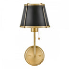 HK-CLARKE1-BR-BK Clarke 1 Light Wall Light Warm Brass & Black Metal Shade