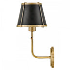 HK-CLARKE1-BR-BK Clarke 1 Light Wall Light Warm Brass & Black Metal Shade