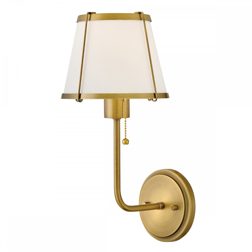 HK-CLARKE1-DBR-OW Clarke 1 Light Wall Light Darkened Brass & Ivory Linen Shade