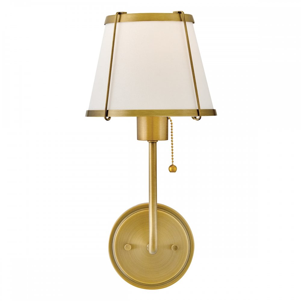 HK-CLARKE1-DBR-OW Clarke 1 Light Wall Light Darkened Brass & Ivory Linen Shade