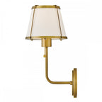 HK-CLARKE1-DBR-OW Clarke 1 Light Wall Light Darkened Brass & Ivory Linen Shade