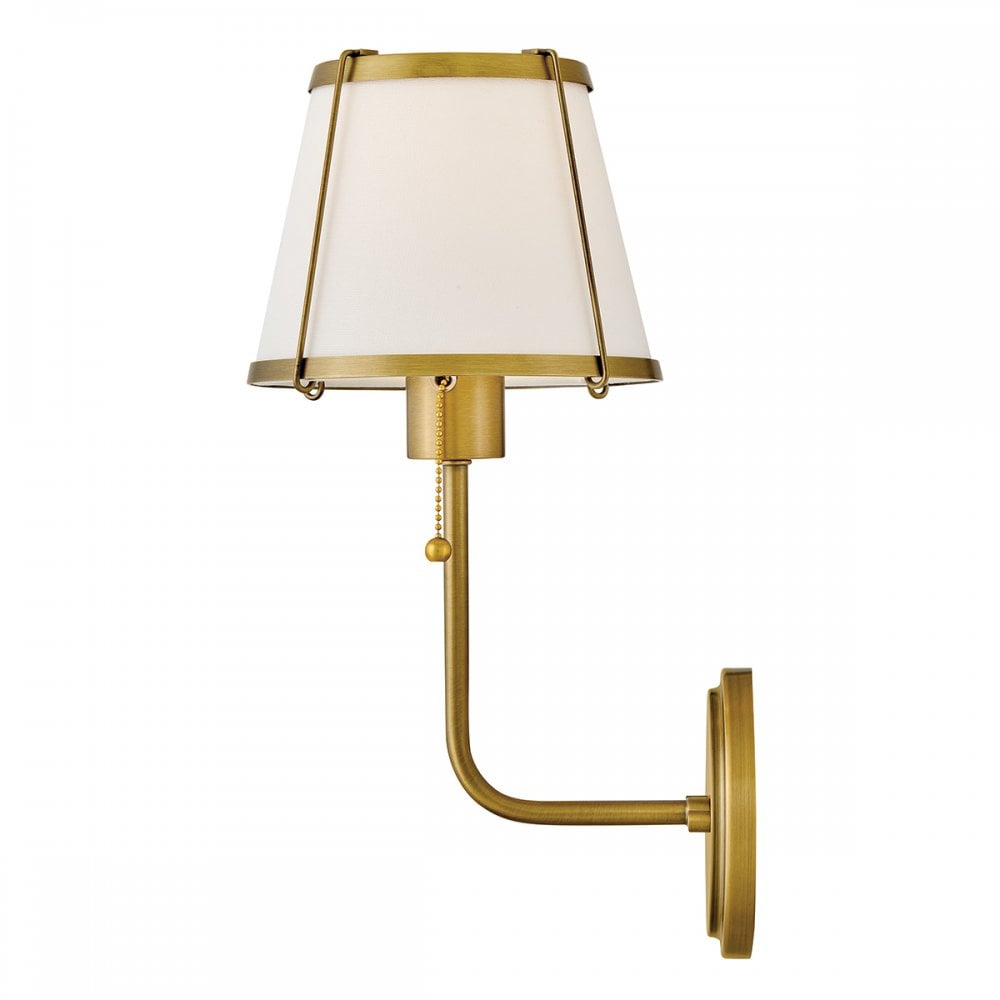 HK-CLARKE1-DBR-OW Clarke 1 Light Wall Light Darkened Brass & Ivory Linen Shade