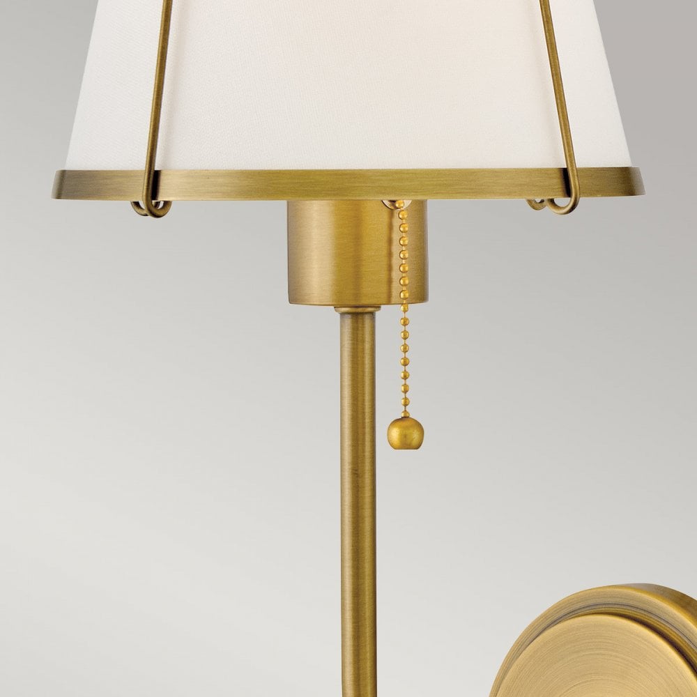 HK-CLARKE1-DBR-OW Clarke 1 Light Wall Light Darkened Brass & Ivory Linen Shade