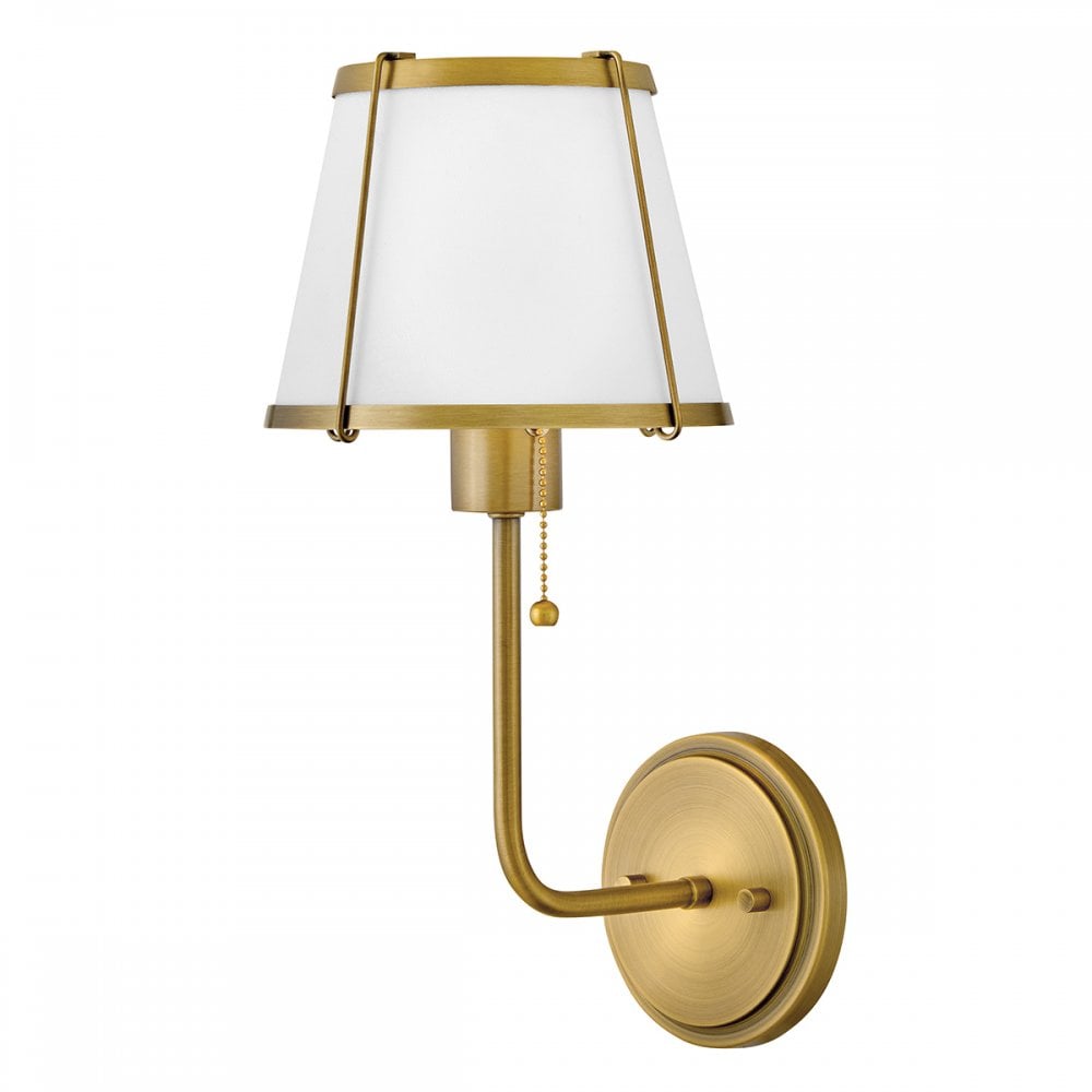 HK-CLARKE1-DBR-OW Clarke 1 Light Wall Light Darkened Brass & Ivory Linen Shade