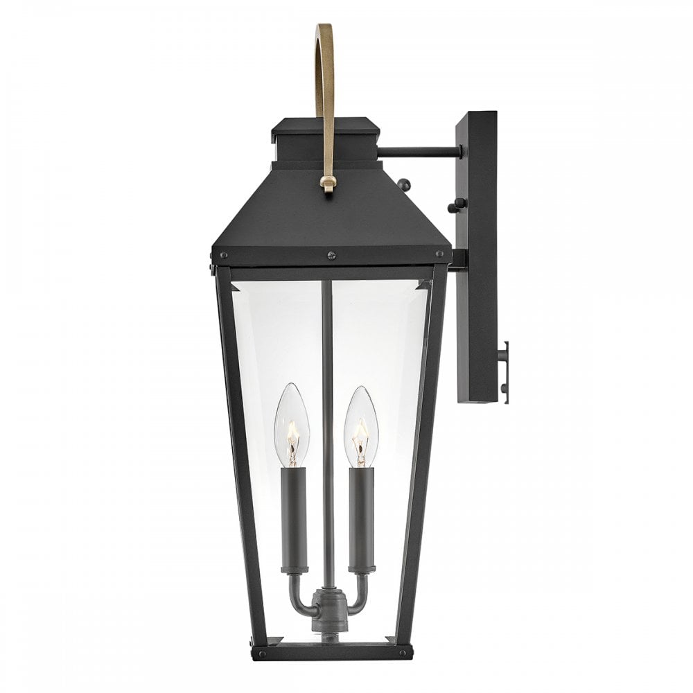 HK-DAWSON-L Dawson 2 Light Outdoor Large Wall Lantern Black with Burnished Bronze accent