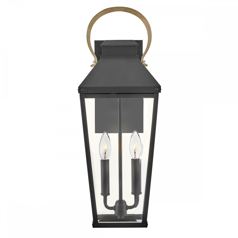 HK-DAWSON-L Dawson 2 Light Outdoor Large Wall Lantern Black with Burnished Bronze accent