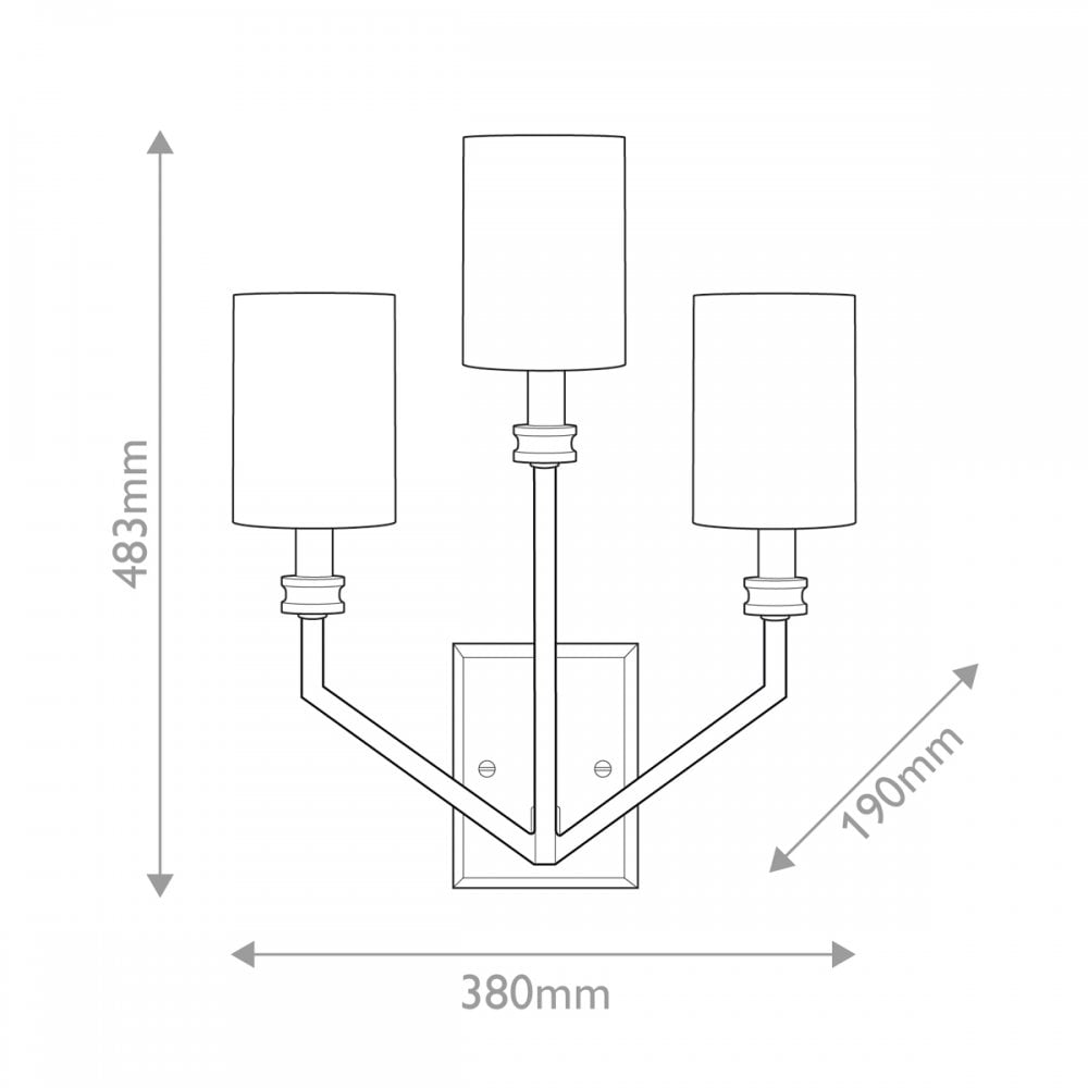 HK-MOORE-WB3-HB Moore 3 Light Wall Light Heritage Brass with Ivory Linen Shade