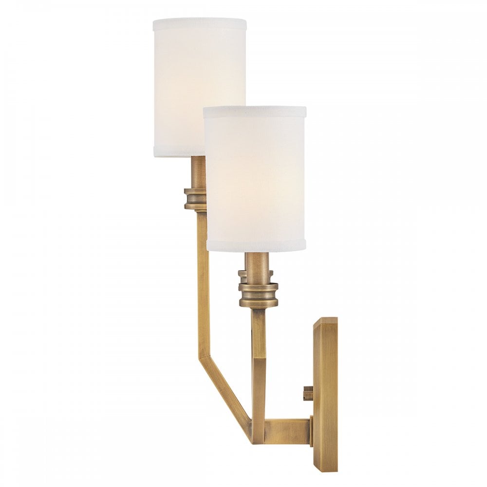HK-MOORE-WB3-HB Moore 3 Light Wall Light Heritage Brass with Ivory Linen Shade