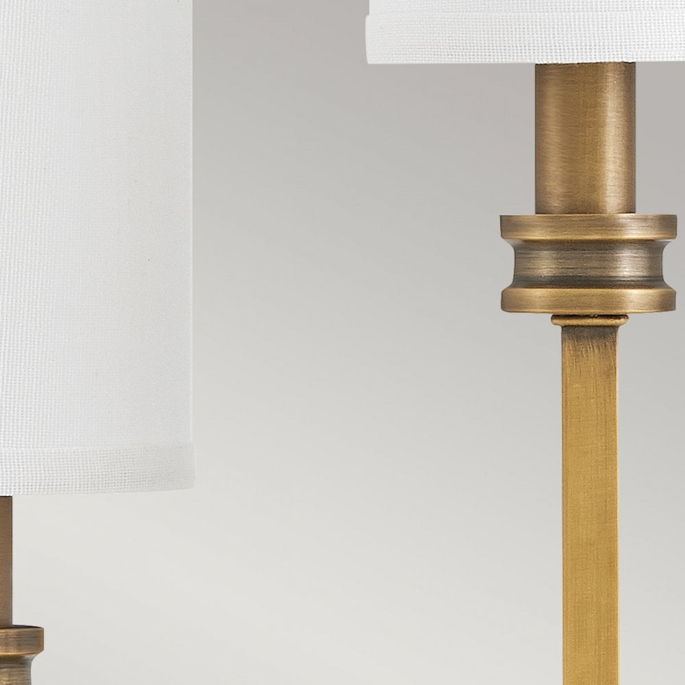 HK-MOORE-WB3-HB Moore 3 Light Wall Light Heritage Brass with Ivory Linen Shade