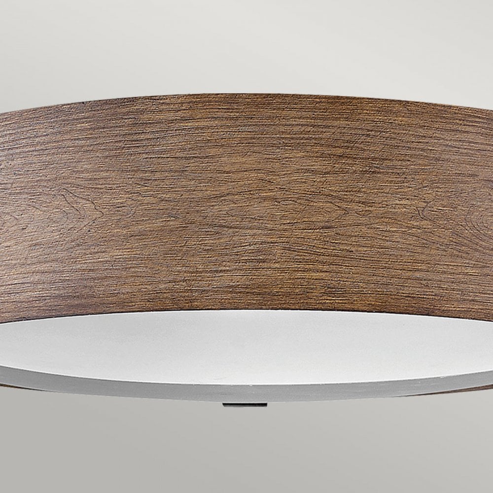 HK-SAWYER-F-M-SQ Sawyer 3 Light Outdoor Flush Sequoia wood effect with rust Iron accents