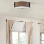 HK-SAWYER-F-M-SQ Sawyer 3 Light Outdoor Flush Sequoia wood effect with rust Iron accents