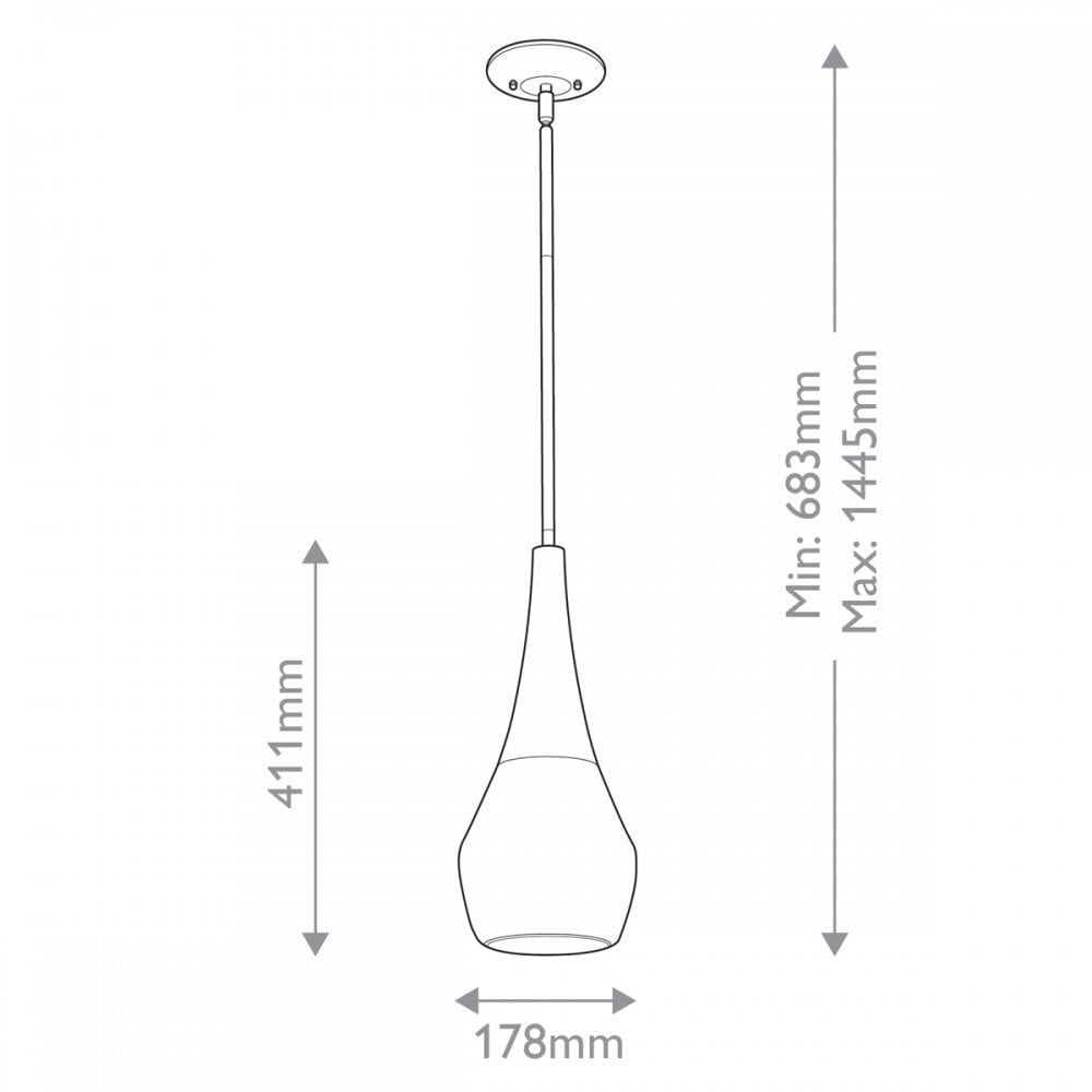 KL-DEELA-P-BK Deela 1 Light Pendant Black