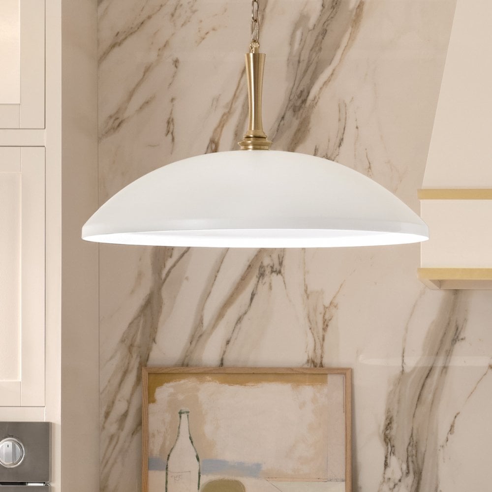KL-DELAROSA-P-WH Delarosa 1 Light Pendant White & Champagne Bronze