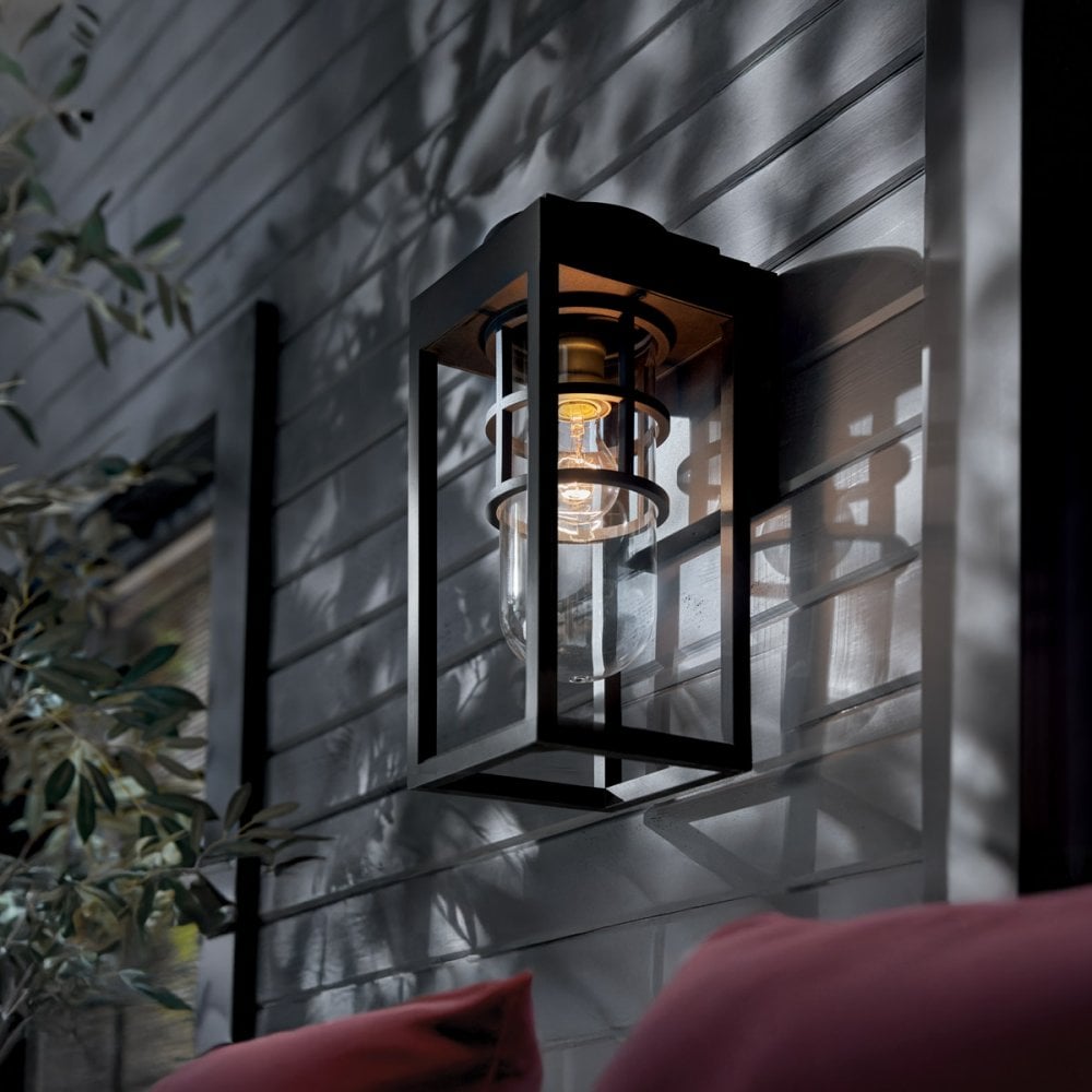 KL-HONE-S-BKT Hone 1 Light Small Outdoor Wall Lantern Textured Black