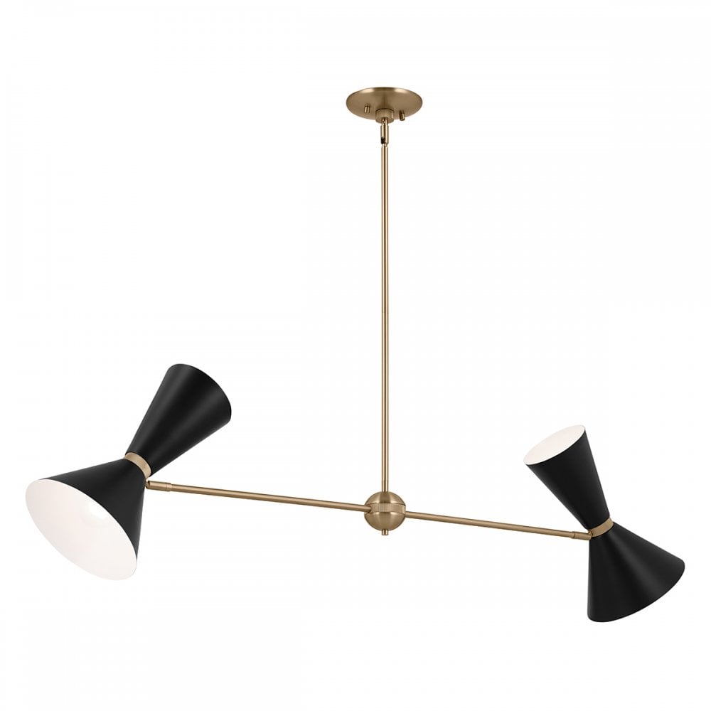 KL-PHIX-2-LINEAR-CBB Phix 4 Light Chandelier Champagne Bronze, Black