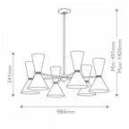 KL-PHIX-6-CBB Phix 12 Light Chandelier Champagne Bronze, Black