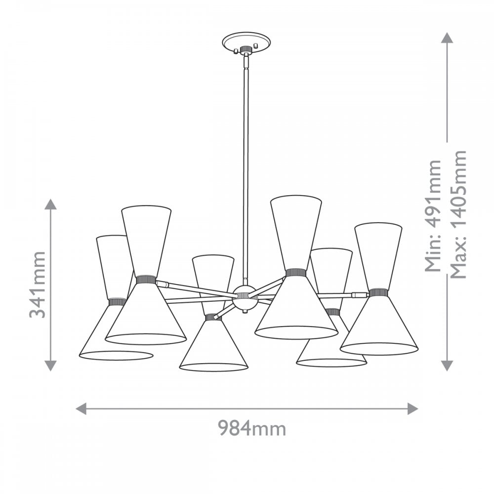 KL-PHIX-6-CBB Phix 12 Light Chandelier Champagne Bronze, Black