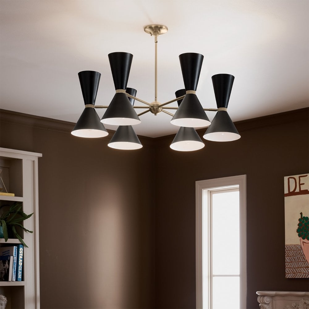 KL-PHIX-6-CBB Phix 12 Light Chandelier Champagne Bronze, Black
