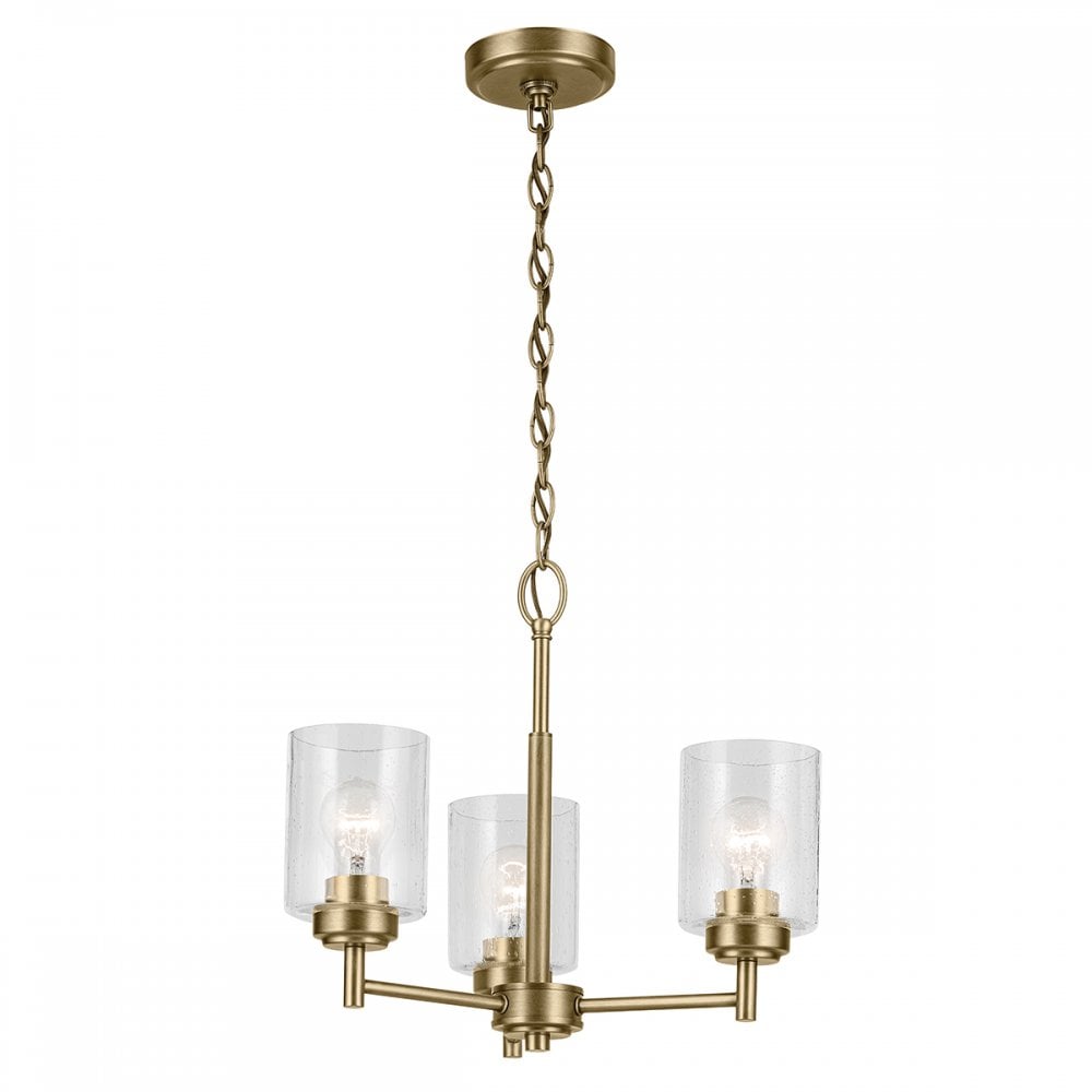 KL-WINSLOW3-NBR Winslow 3 Light Chandelier Natural Brass