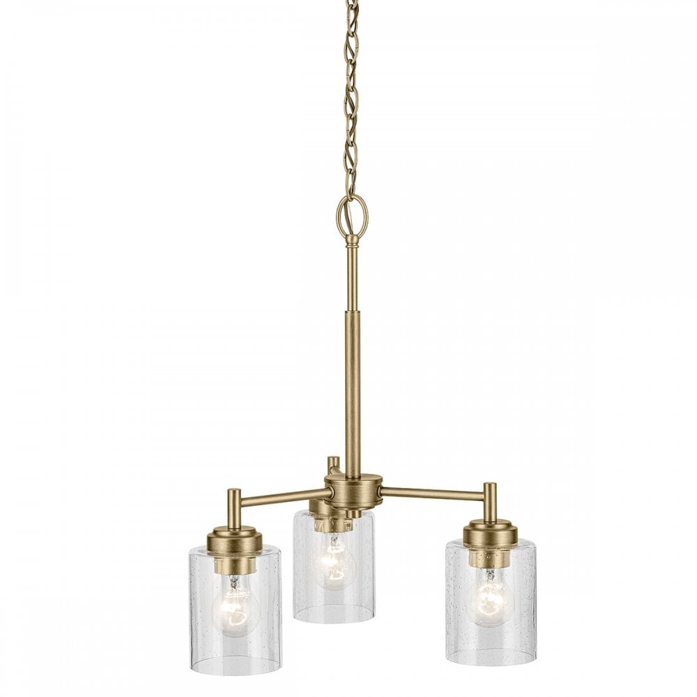 KL-WINSLOW3-NBR Winslow 3 Light Chandelier Natural Brass