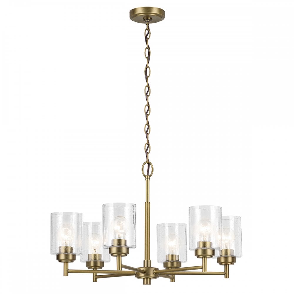 KL-WINSLOW6-NBR Winslow 6 Light Chandelier Natural Brass