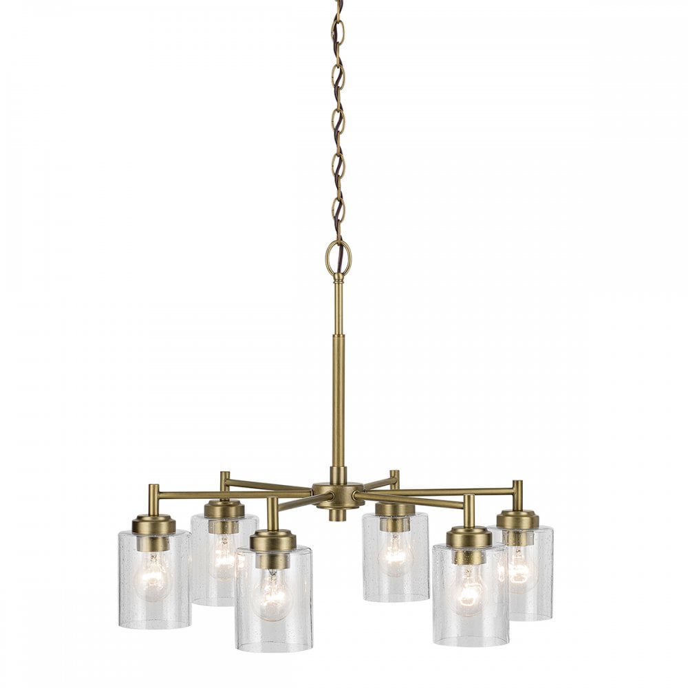 KL-WINSLOW6-NBR Winslow 6 Light Chandelier Natural Brass