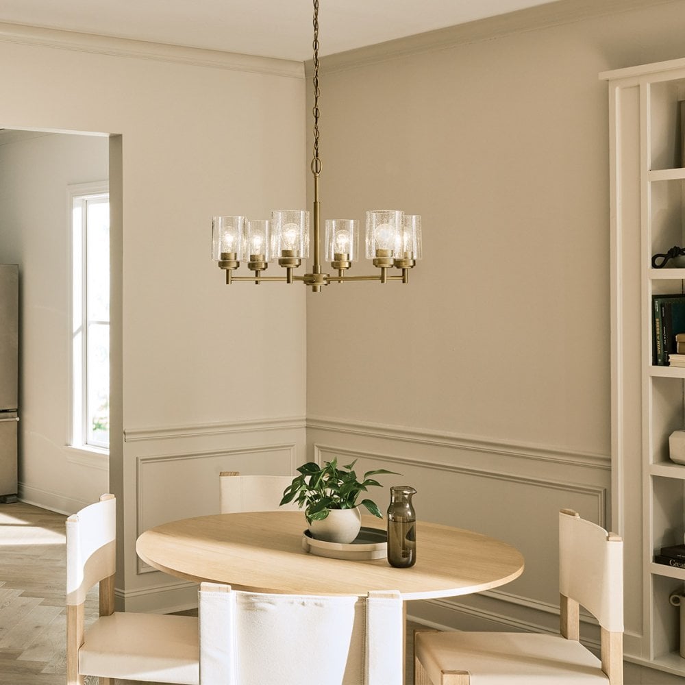 KL-WINSLOW6-NBR Winslow 6 Light Chandelier Natural Brass