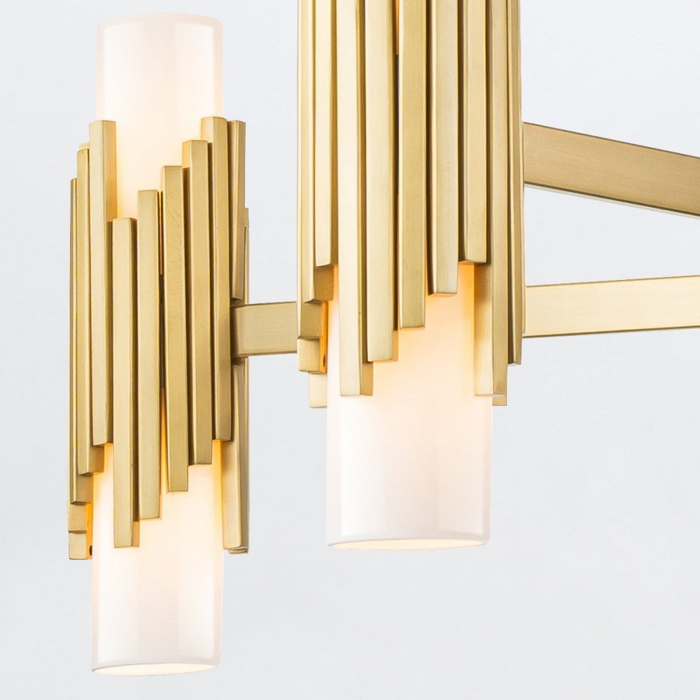 MARVELE10-AB-OPAL Marvele 10 Light Chandelier Aged Brass