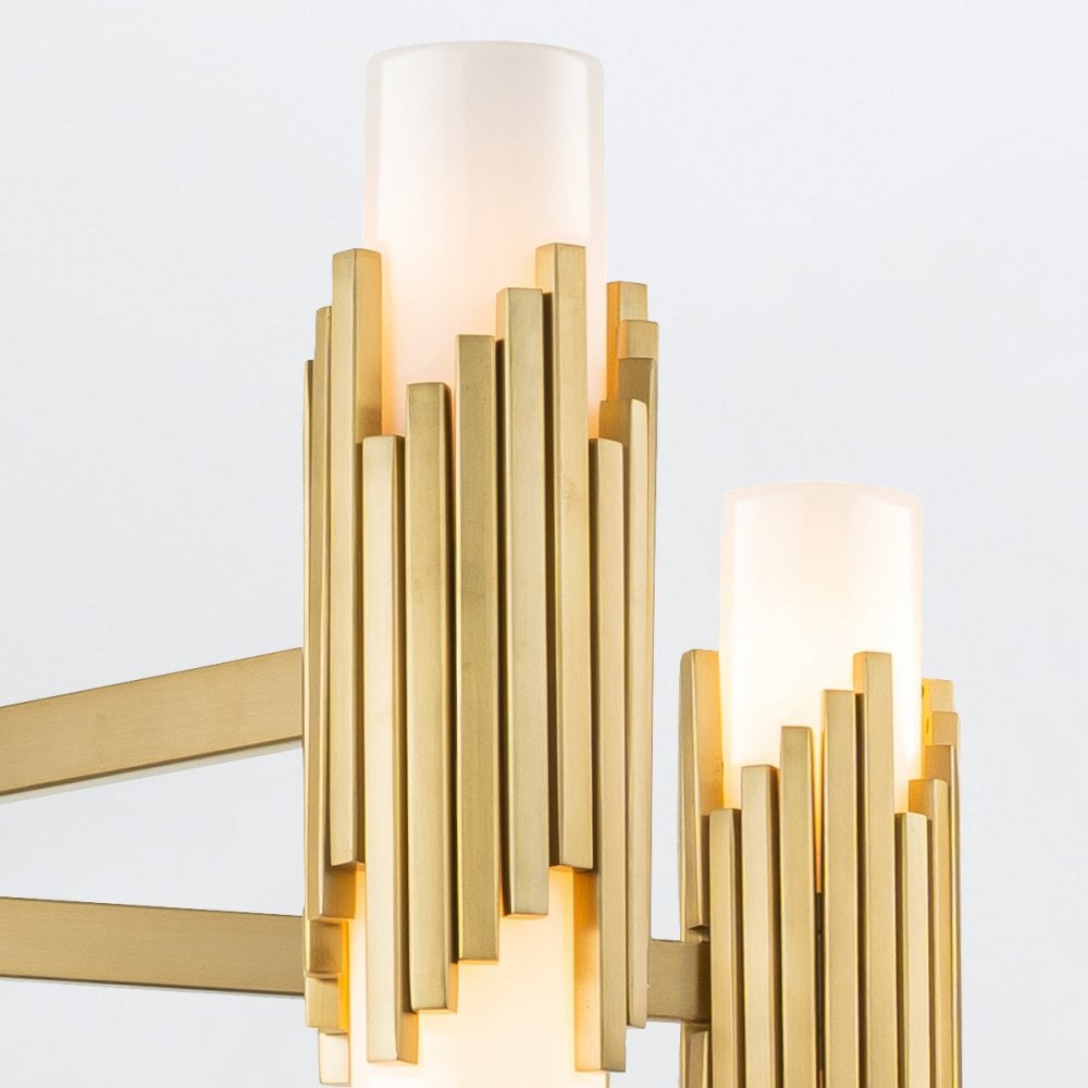 MARVELE10-AB-OPAL Marvele 10 Light Chandelier Aged Brass