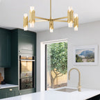 MARVELE10-AB-OPAL Marvele 10 Light Chandelier Aged Brass