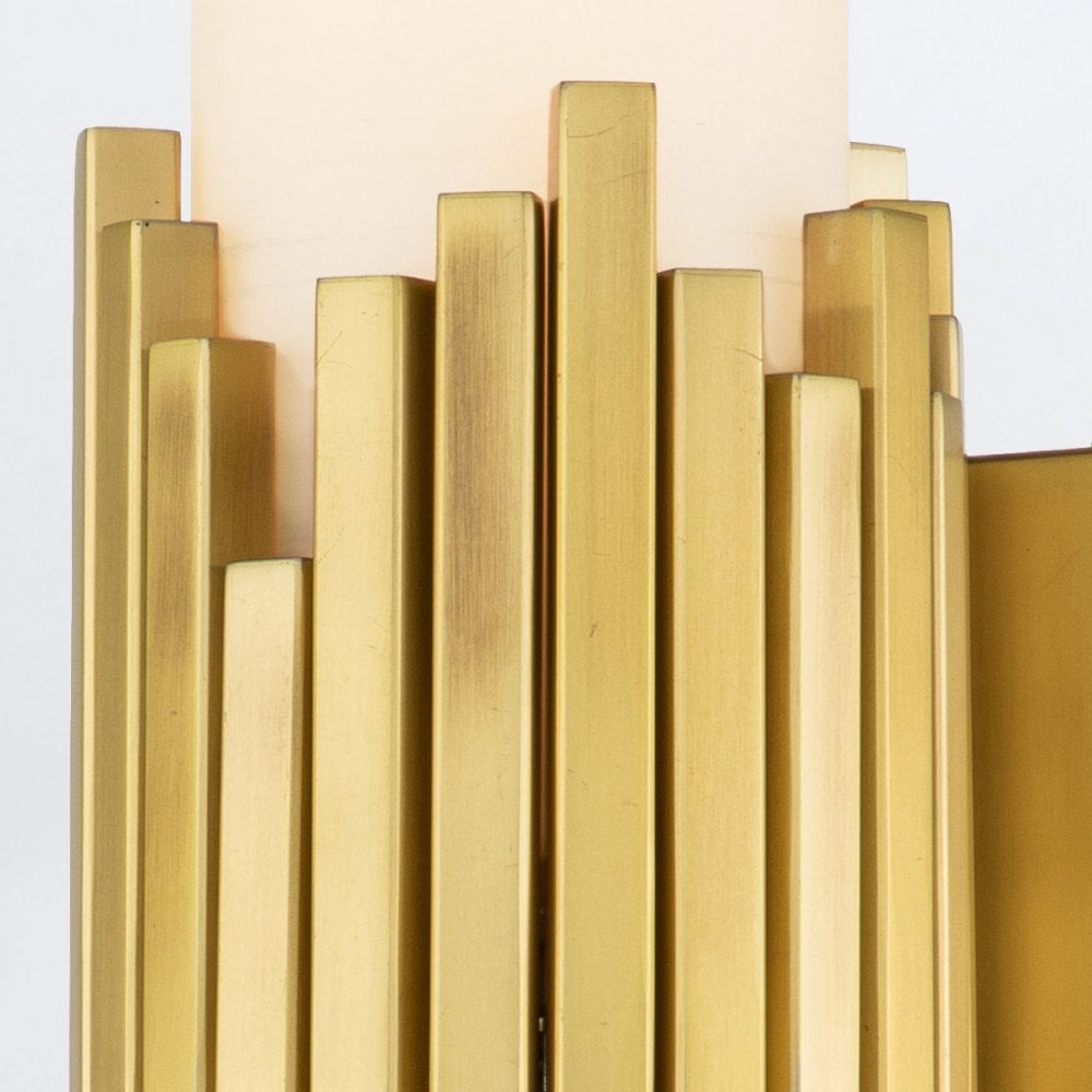MARVELE-2WB-AB-OPAL Marvele 2 Light Bathroom Wall Light Aged Brass