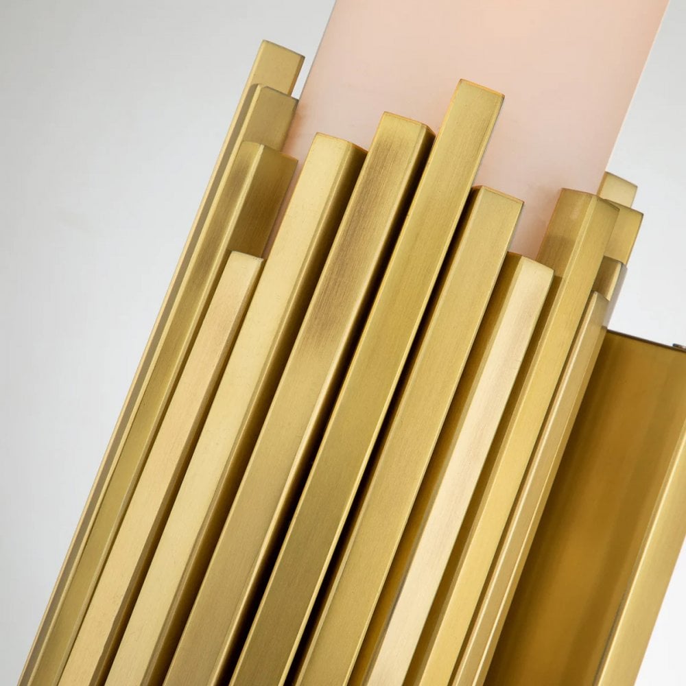 MARVELE-2WB-AB-OPAL Marvele 2 Light Bathroom Wall Light Aged Brass