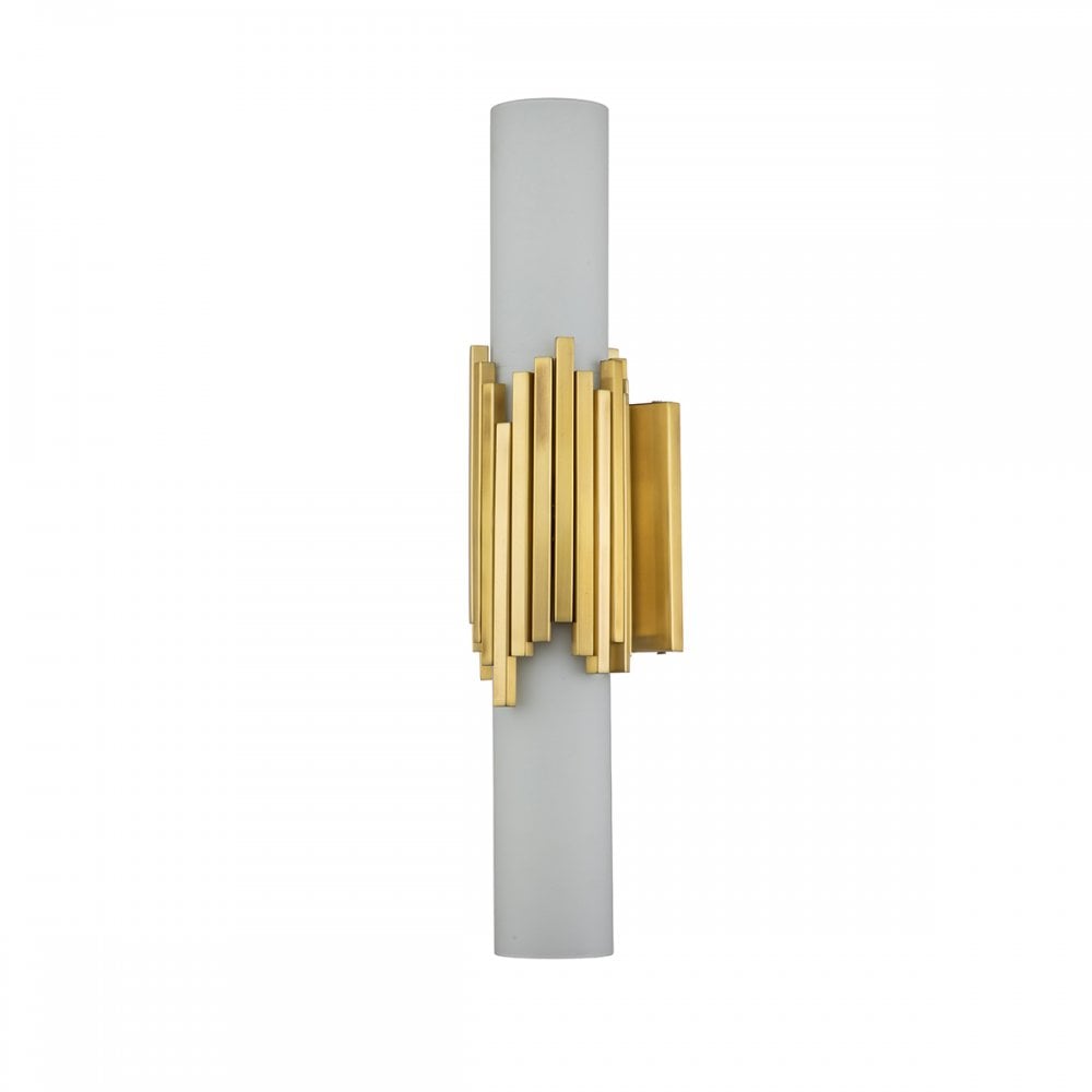 MARVELE-2WB-AB-OPAL Marvele 2 Light Bathroom Wall Light Aged Brass